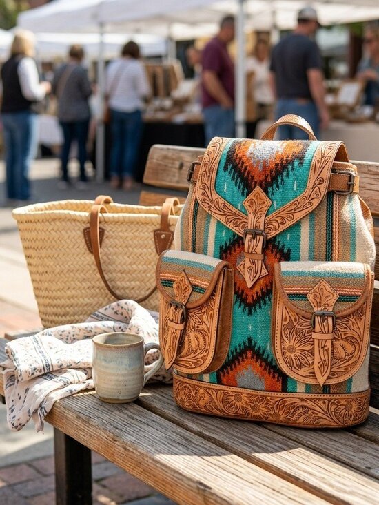American Darling Aztec Artisan Carry-All Saddle Blanket Backpack main image 4